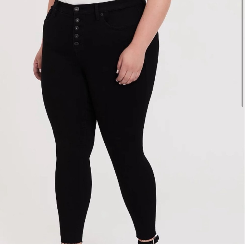 Torrid Sky High Rise Destructed Hem Skinny Jeans